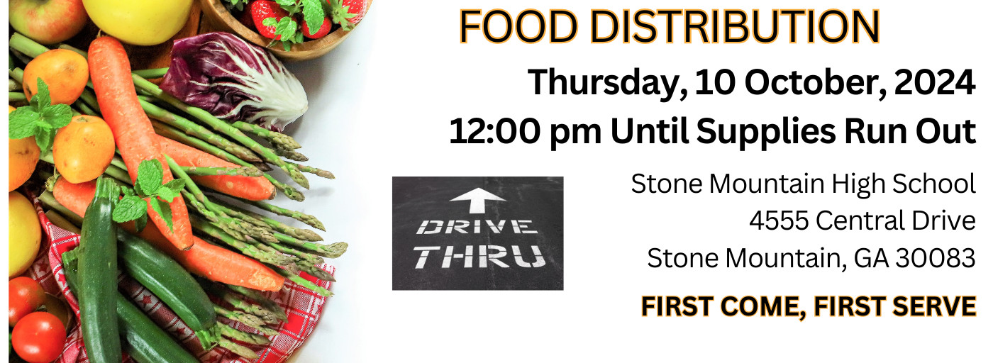 Food Distribution 10/10/24, 12pm Until Food Runs Out, SMHS 4555 Central Drive