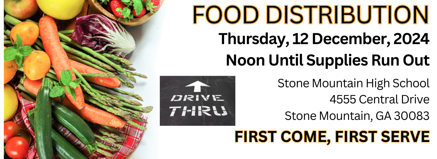 Food Distribution Thursday, 12 December 2024, Noon Until Food Runs Out, SMHS 4555 Central Drive