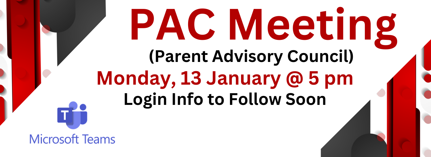 PAC Meeting Monday 1/13/25 @ 5pm, Teams Login Info to Follow Soon